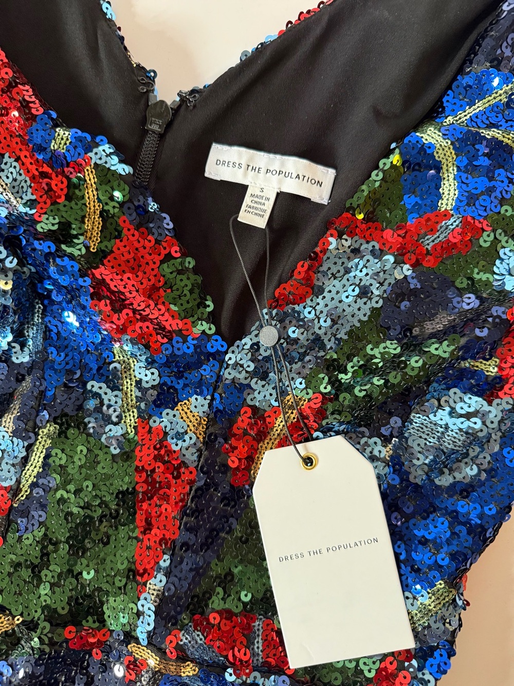 Dress the Population Cobalt Multi Sequin Midi Dress NWT Size S - Picture 2 of 6